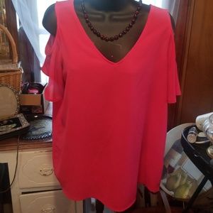 Pink cold shoulder top Small